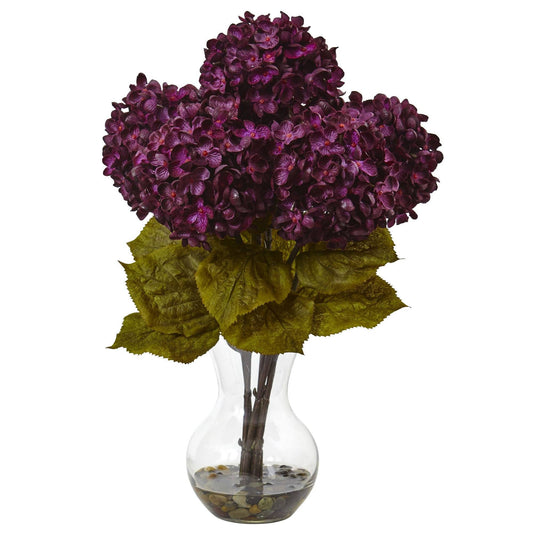 Silk Flower Arrangement - Hydrangea with Vase