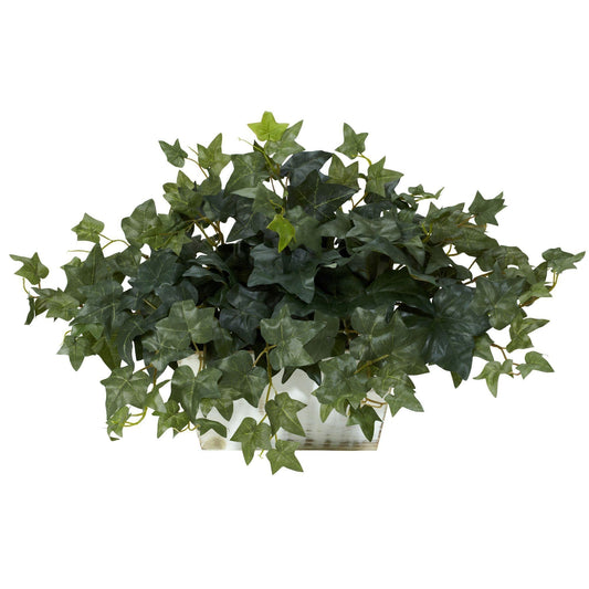 Ivy w/White Wash Planter Silk Plant