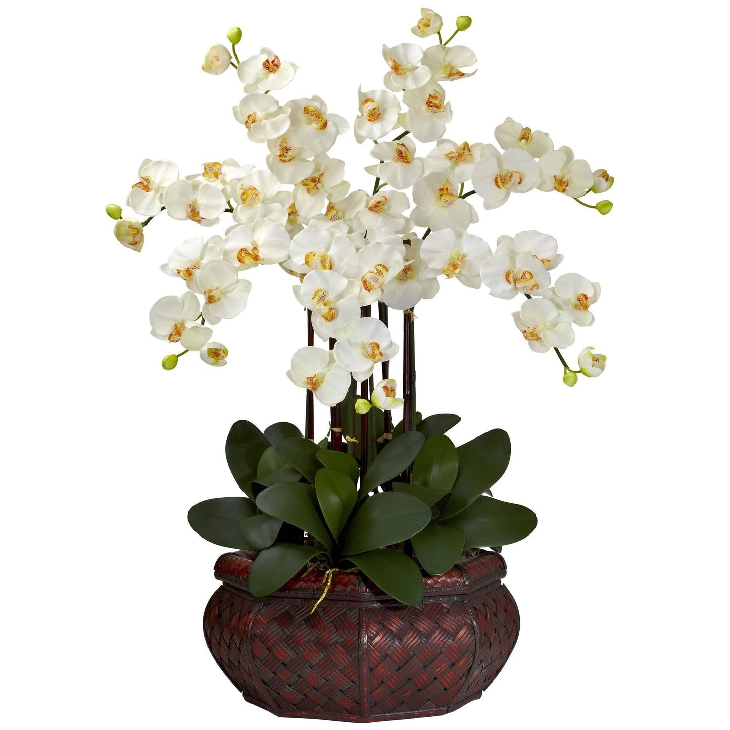 Grande composition florale en soie de Phalaenopsis