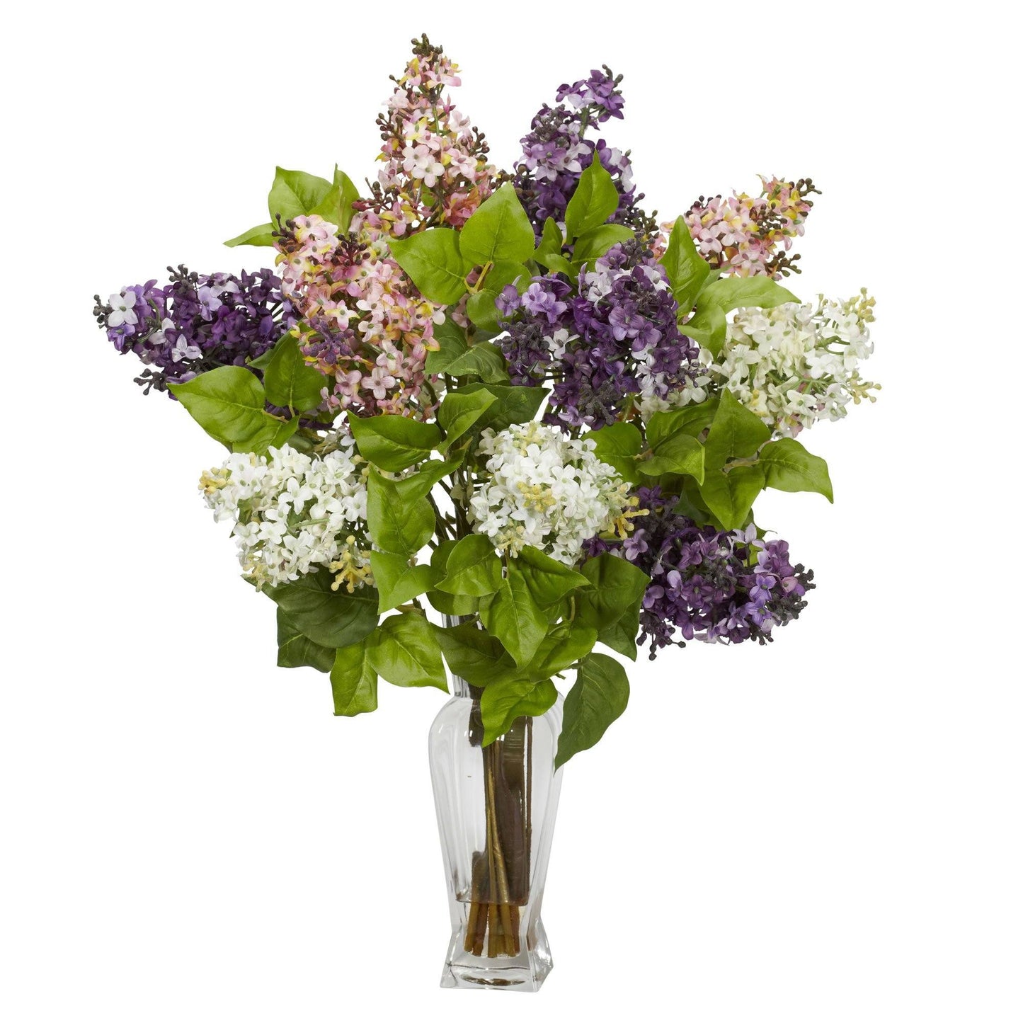 Composition florale en soie lilas