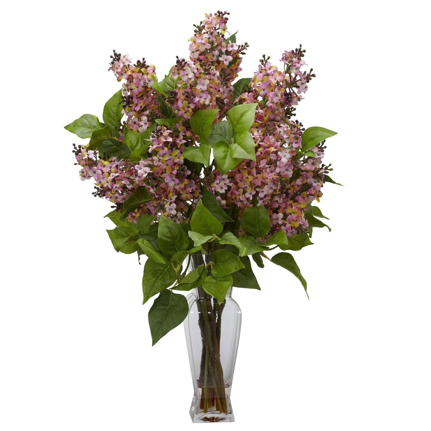 Composition florale en soie lilas