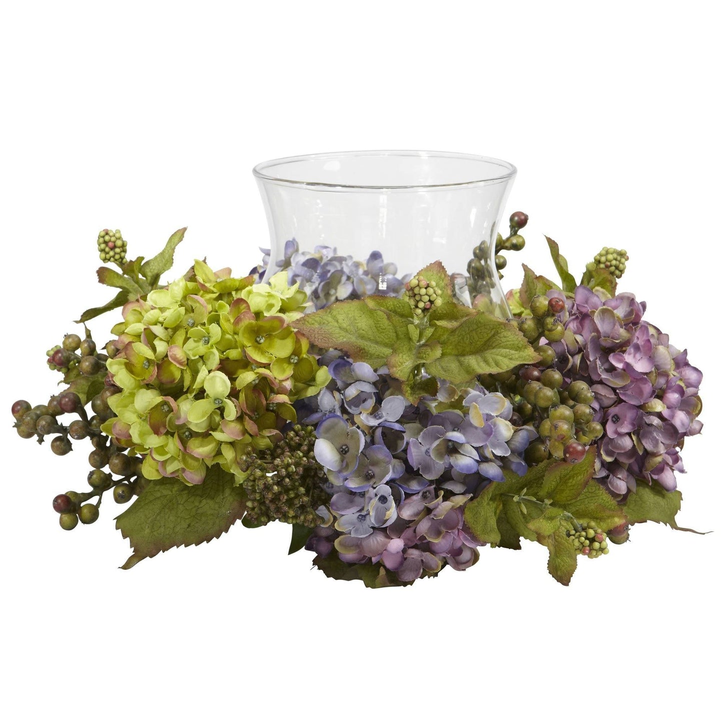 Mixed Hydrangea Candle Holder Silk Arrangement