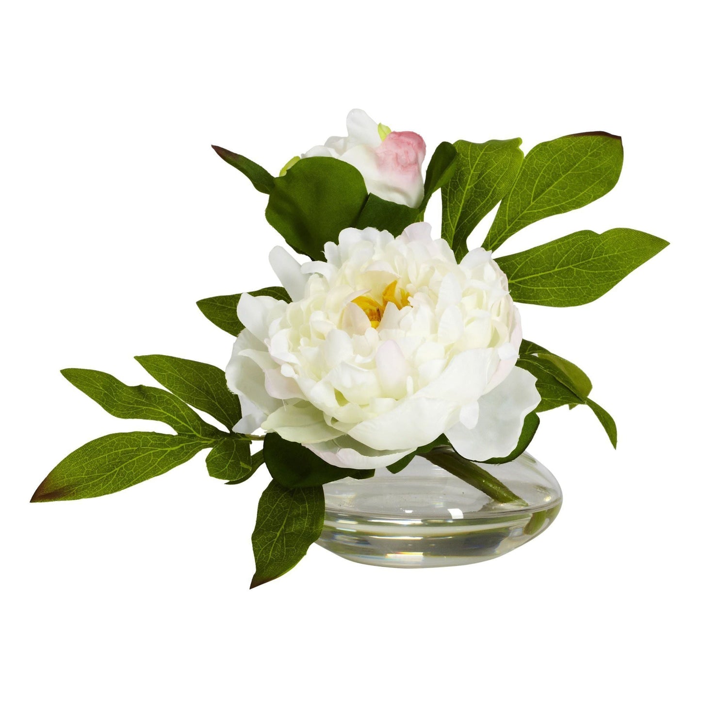 Pivoine avec vase en verre (lot de 3)