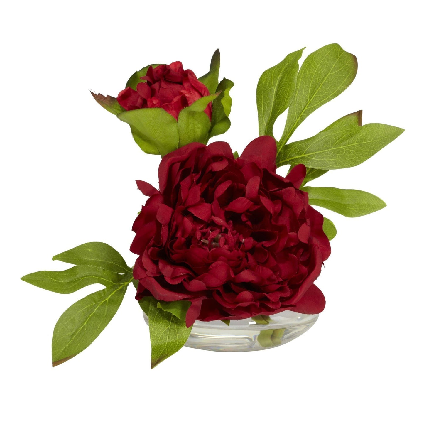 Pivoine avec vase en verre (lot de 3)