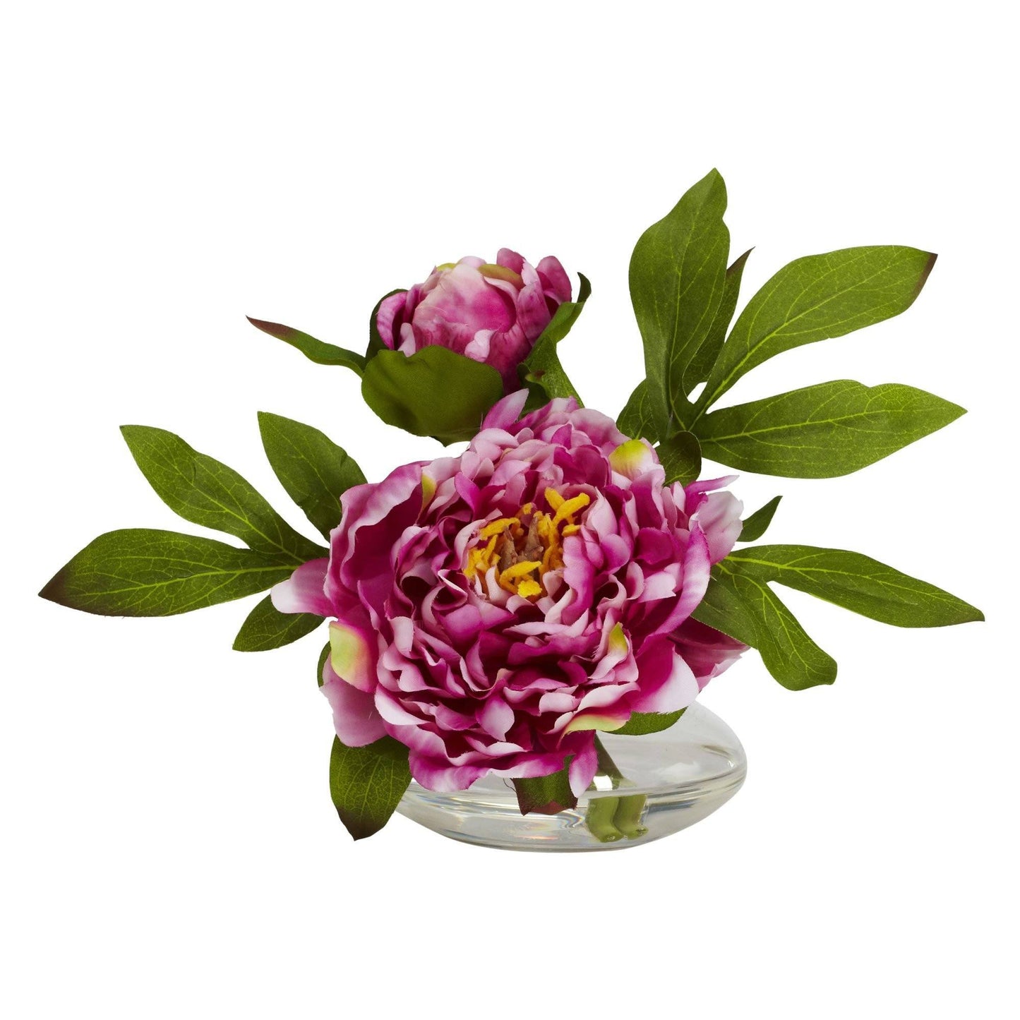 Pivoine avec vase en verre (lot de 3)