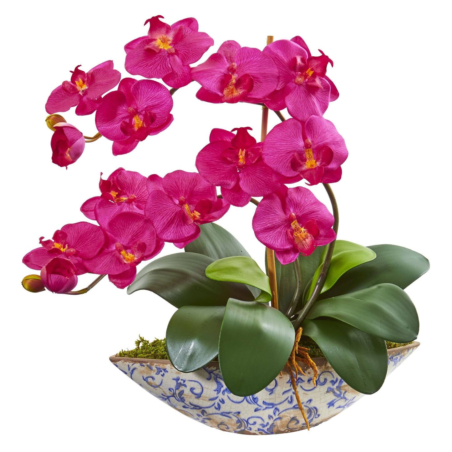 Arrangement artificiel d'orchidées Phalaenopsis en soie dans un vase