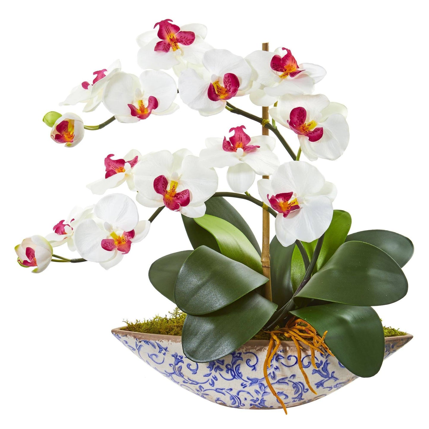 Arrangement artificiel d'orchidées Phalaenopsis en soie dans un vase