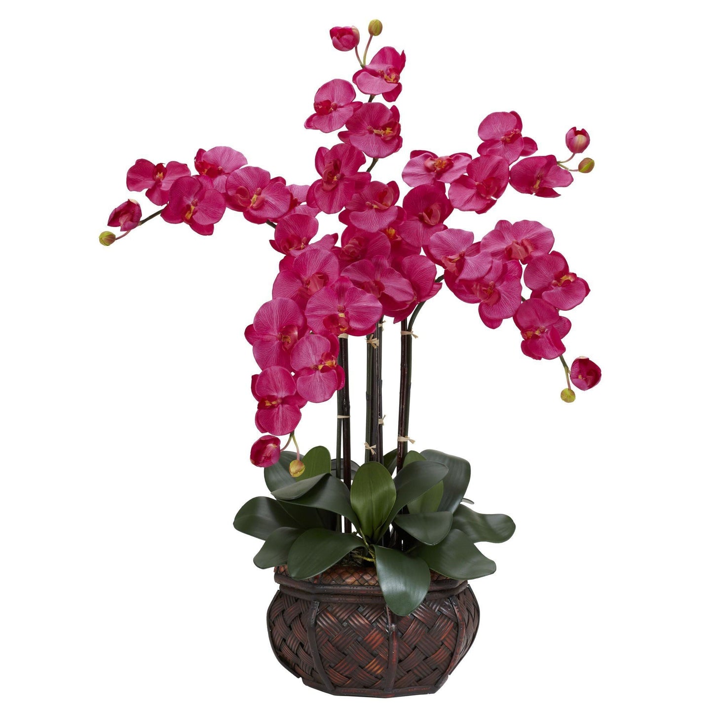 Phalaenopsis avec vase décoratif, arrangement de fleurs en soie