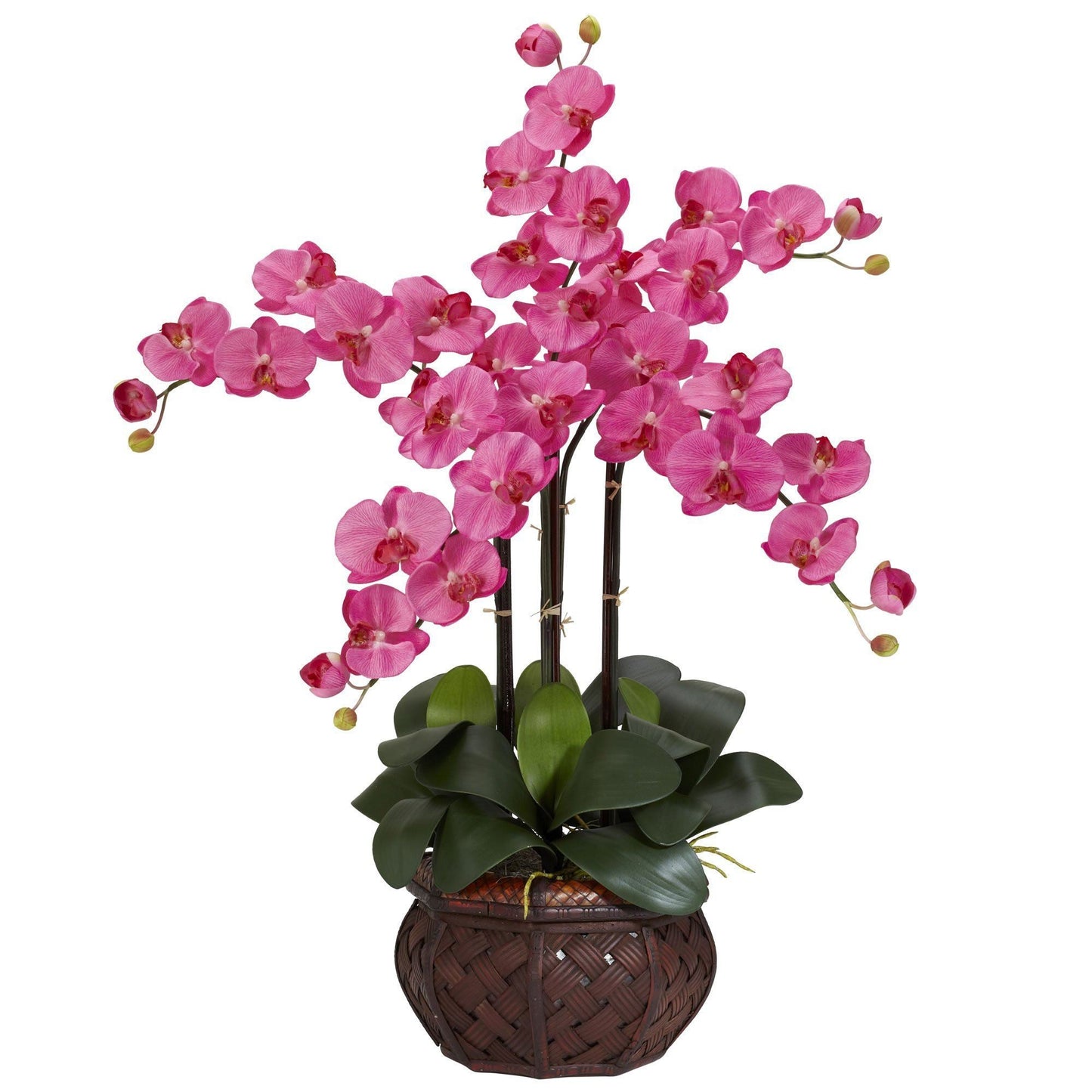 Phalaenopsis avec vase décoratif, arrangement de fleurs en soie