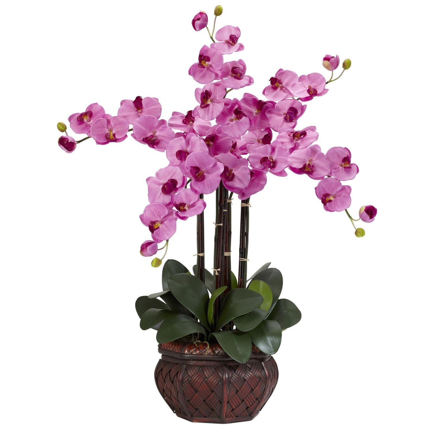 Phalaenopsis avec vase décoratif, arrangement de fleurs en soie