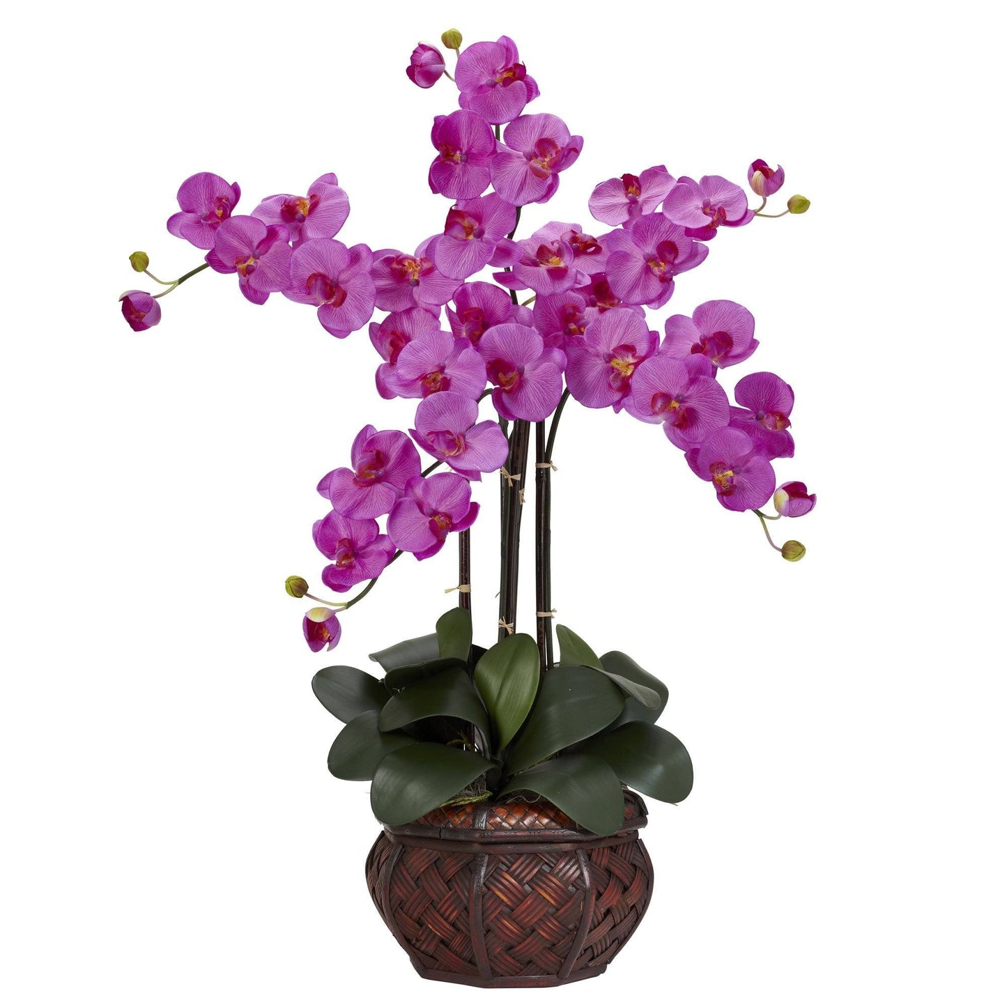 Phalaenopsis avec vase décoratif, arrangement de fleurs en soie