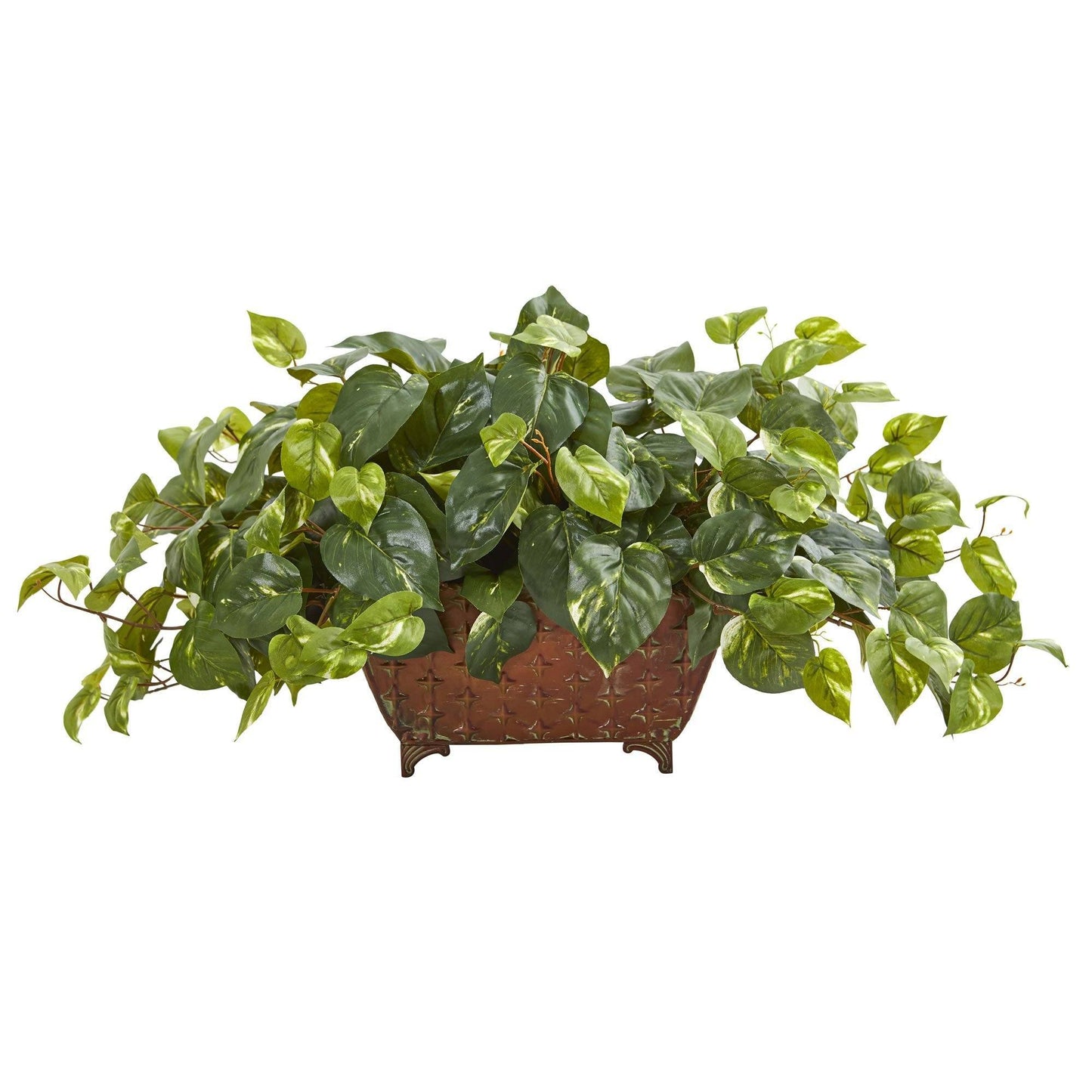 Planta artificial Pothos en macetero de metal