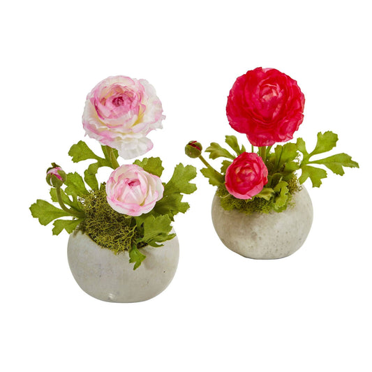 Ranunculus Artificial Arrangement (Set of 2)