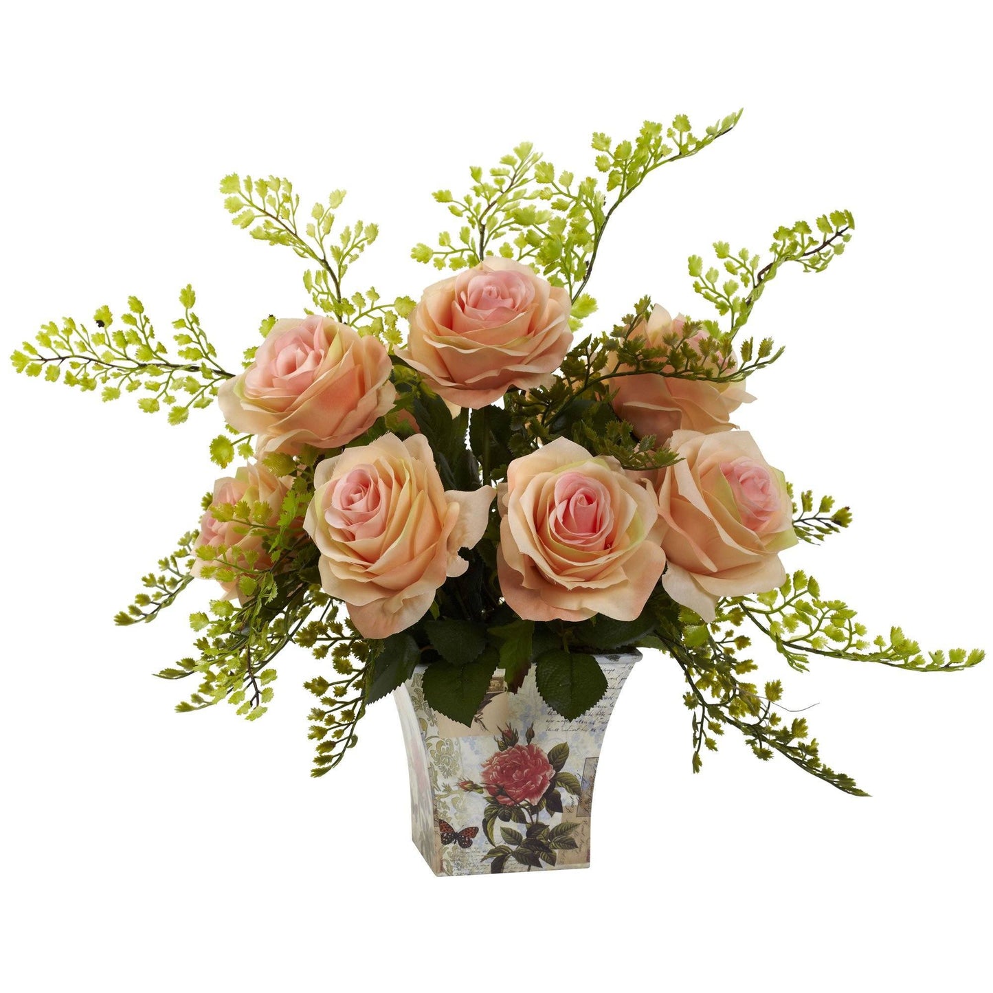 Rose &amp; Maiden Hair avec jardinière florale