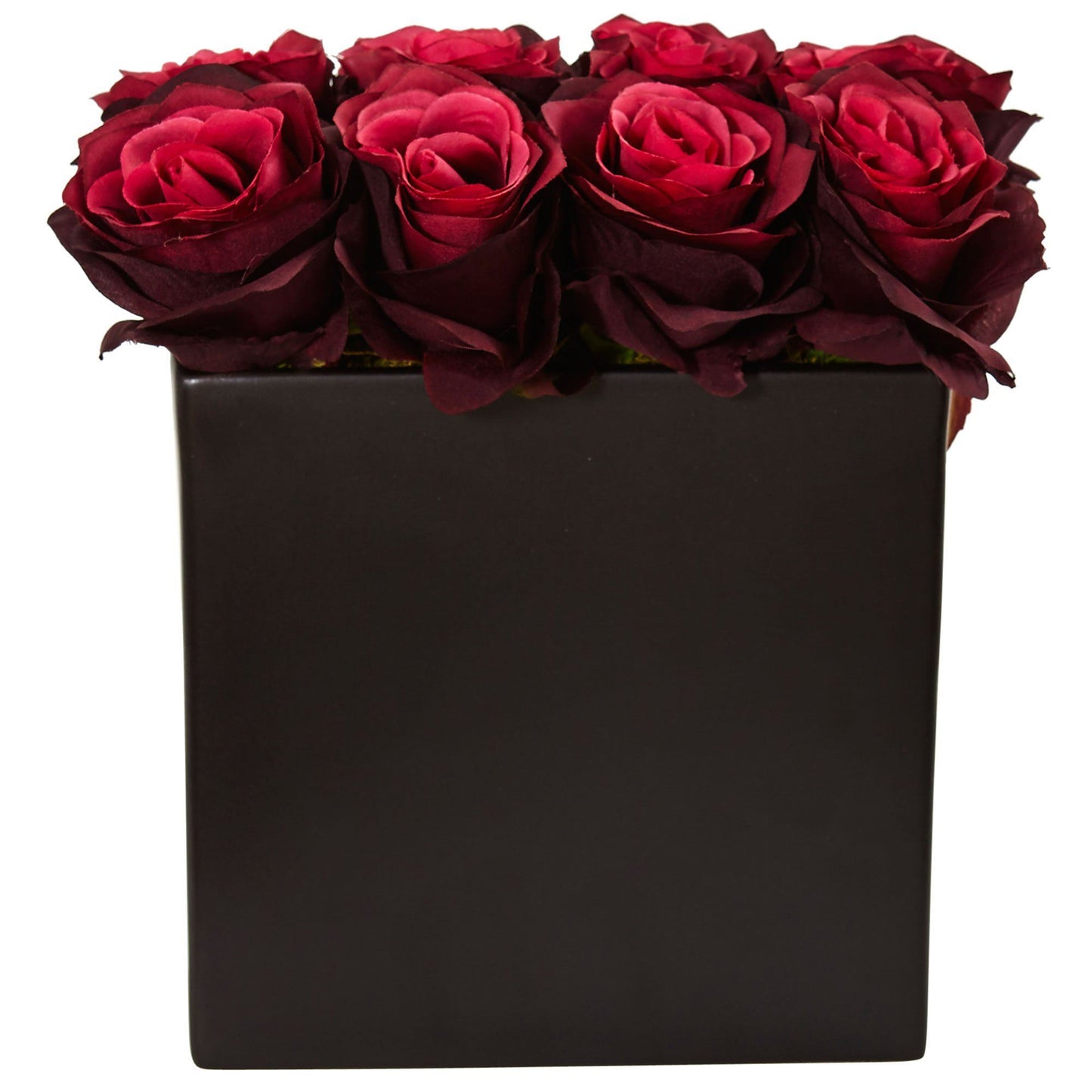 Arrangement de roses dans un vase noir