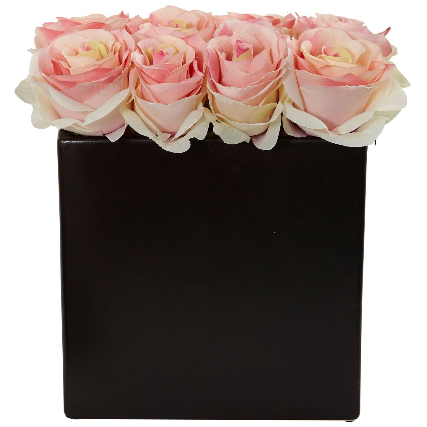 Arrangement de roses dans un vase noir