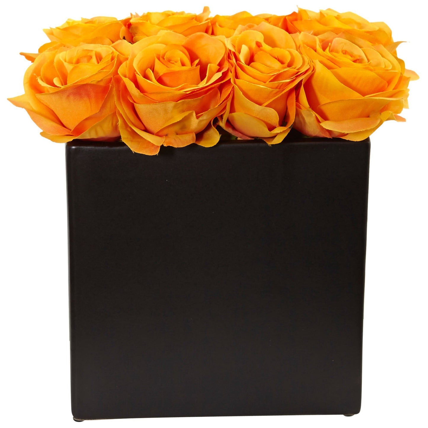 Arrangement de roses dans un vase noir