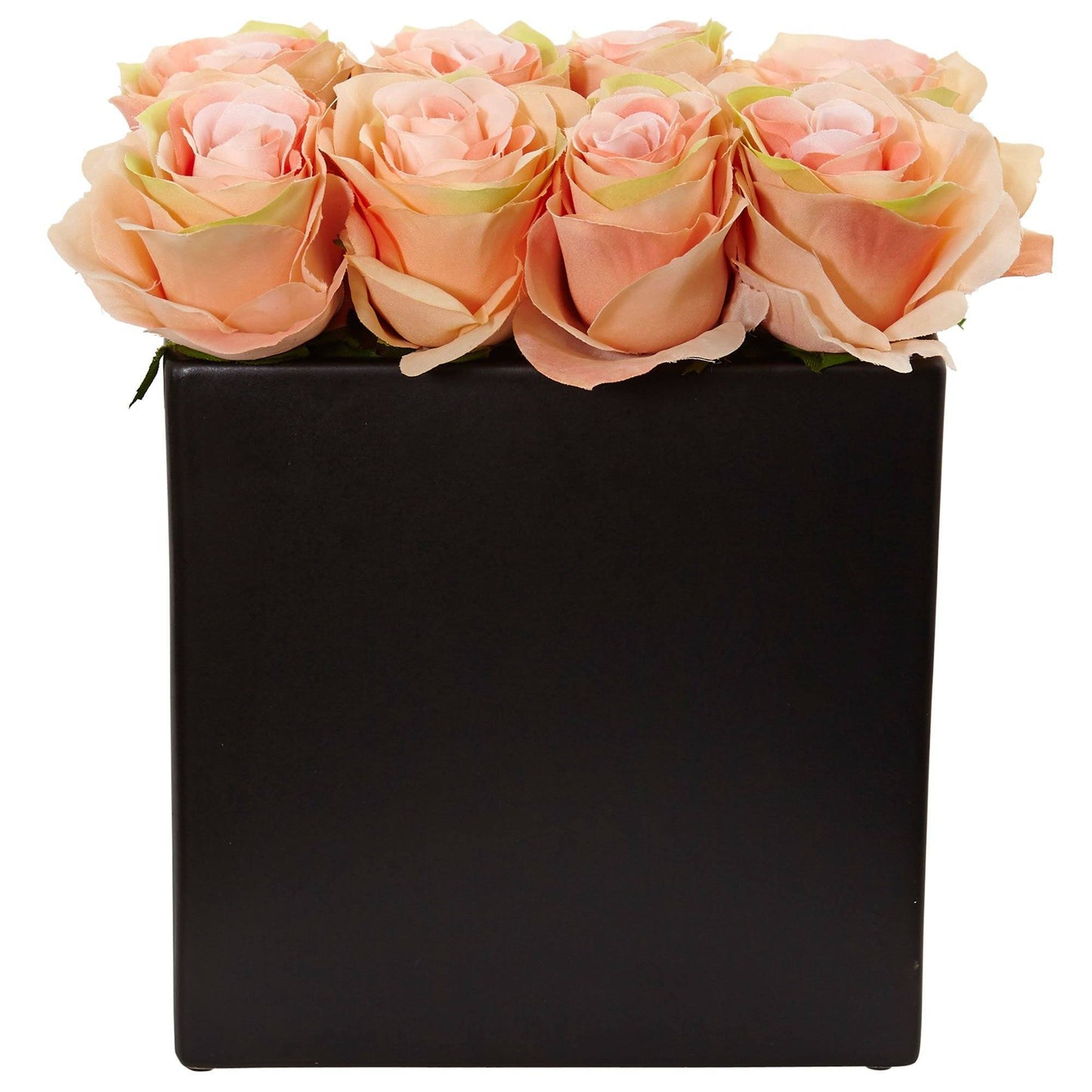 Arrangement de roses dans un vase noir