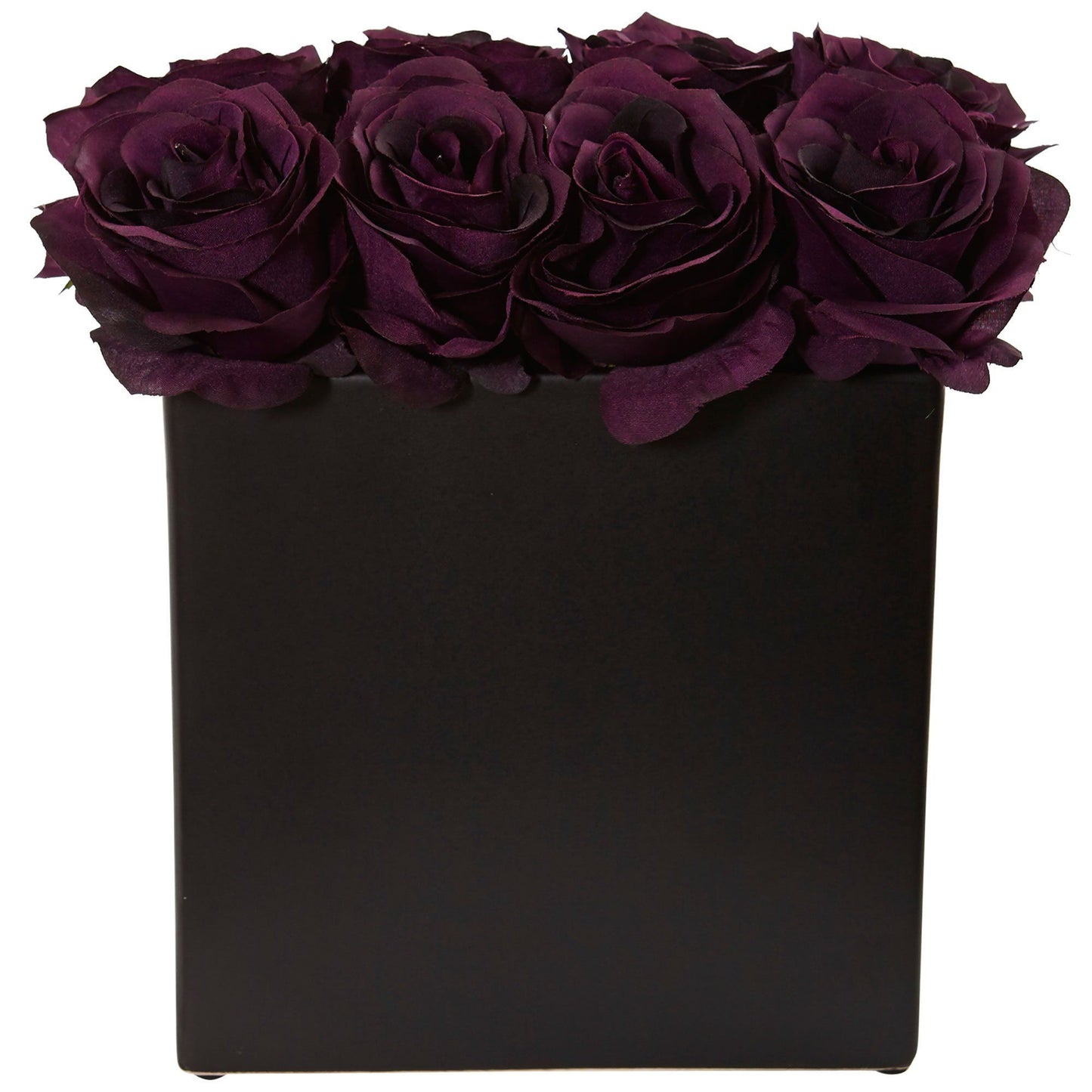 Arrangement de roses dans un vase noir