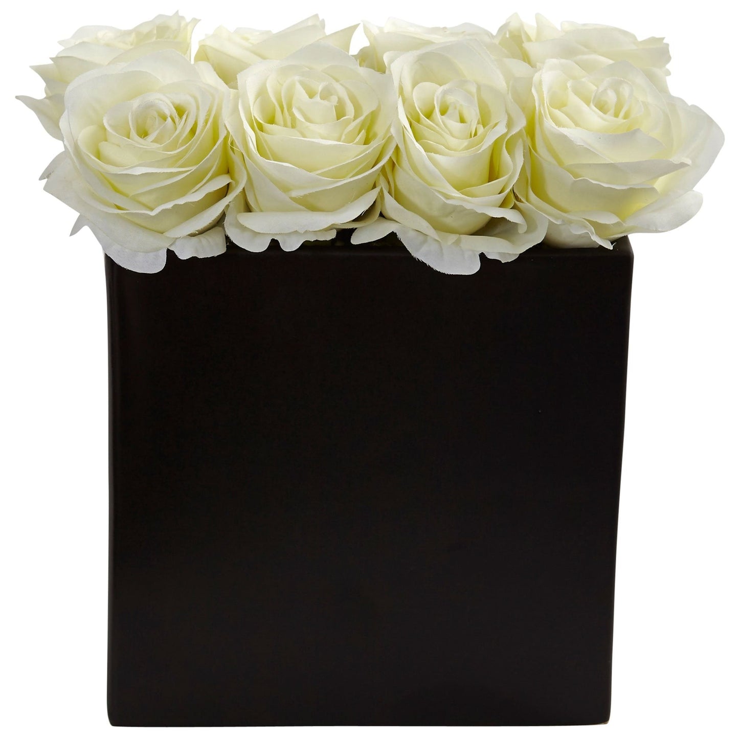 Arrangement de roses dans un vase noir