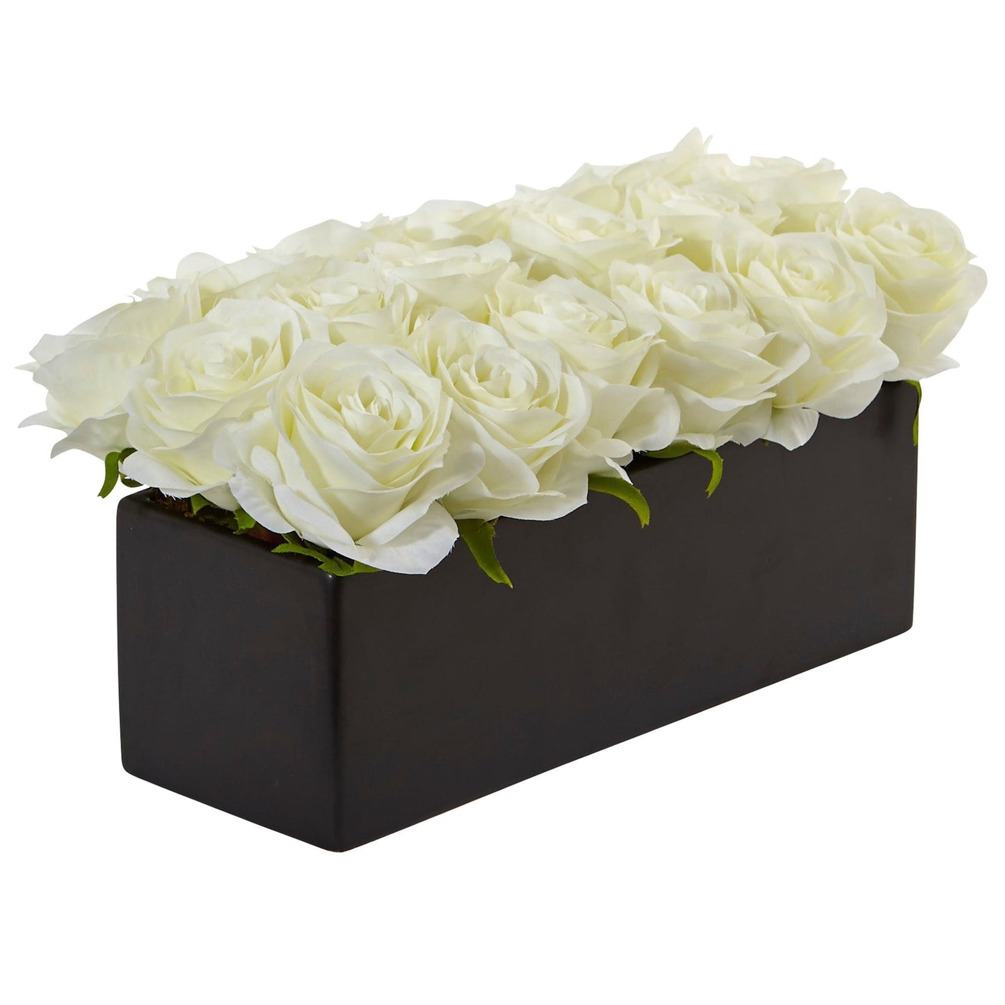 Roses dans un pot rectangulaire