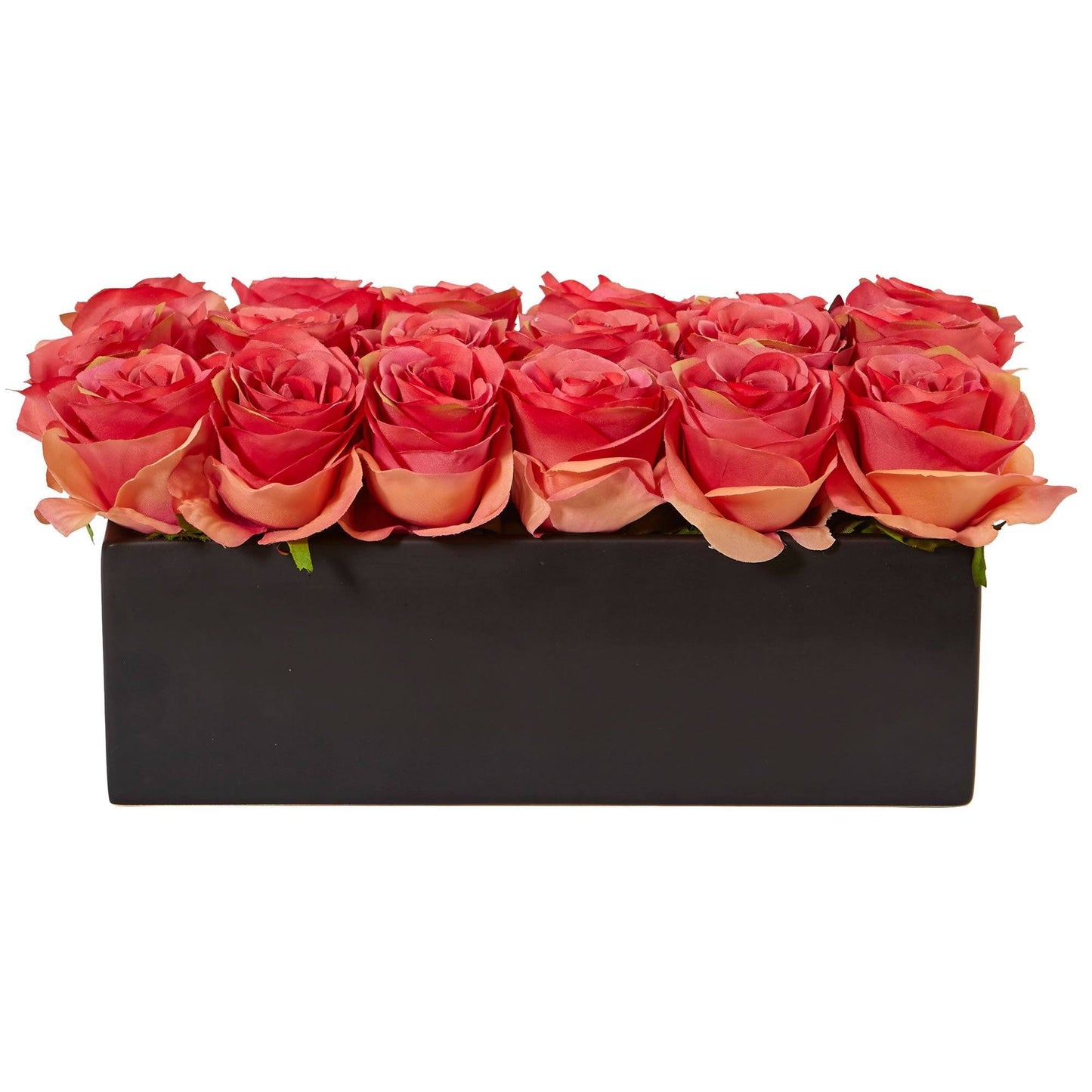 Roses dans un pot rectangulaire