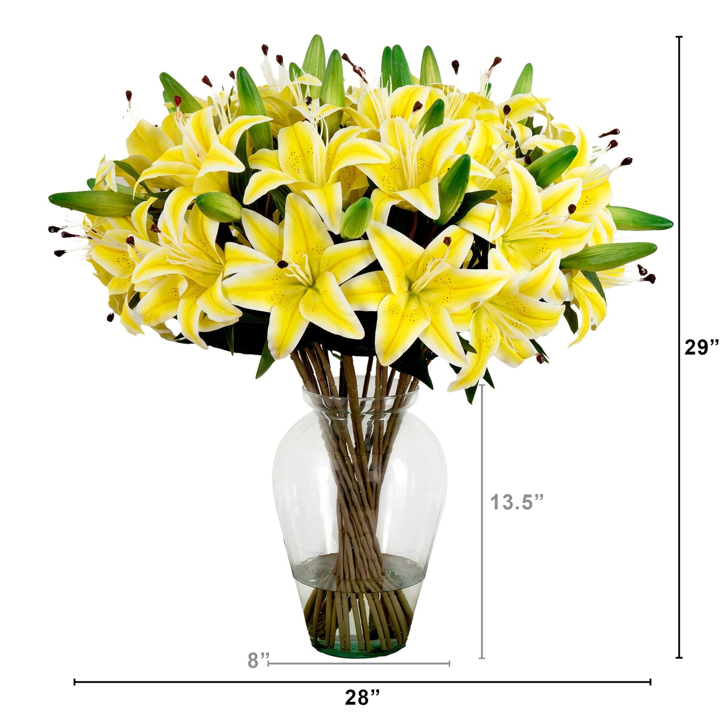 Signature Collection 29” Lily Artificial Arrangement in Glass Vase