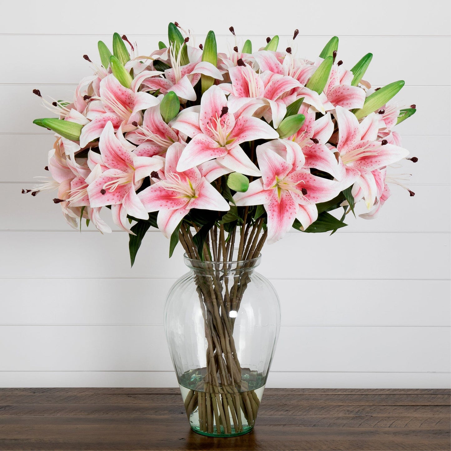 Signature Collection 29” Lily Artificial Arrangement in Glass Vase