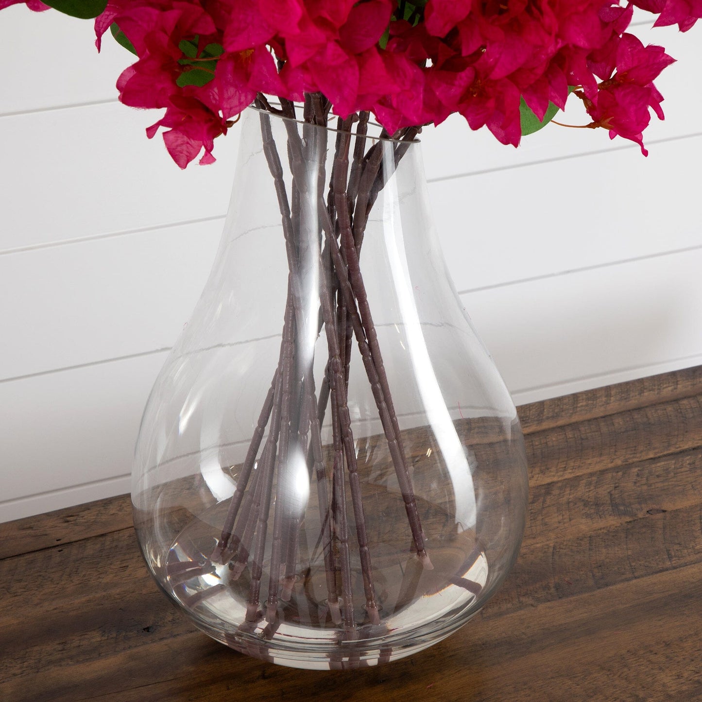 Signature Collection 41” Giant Bougainvillea Artificial Arrangement in Glass Vase