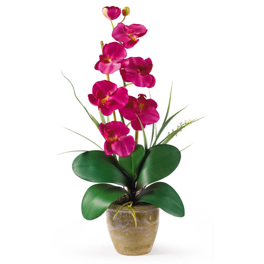 Arreglo de orquídeas Phalaenopsis de seda de un solo tallo