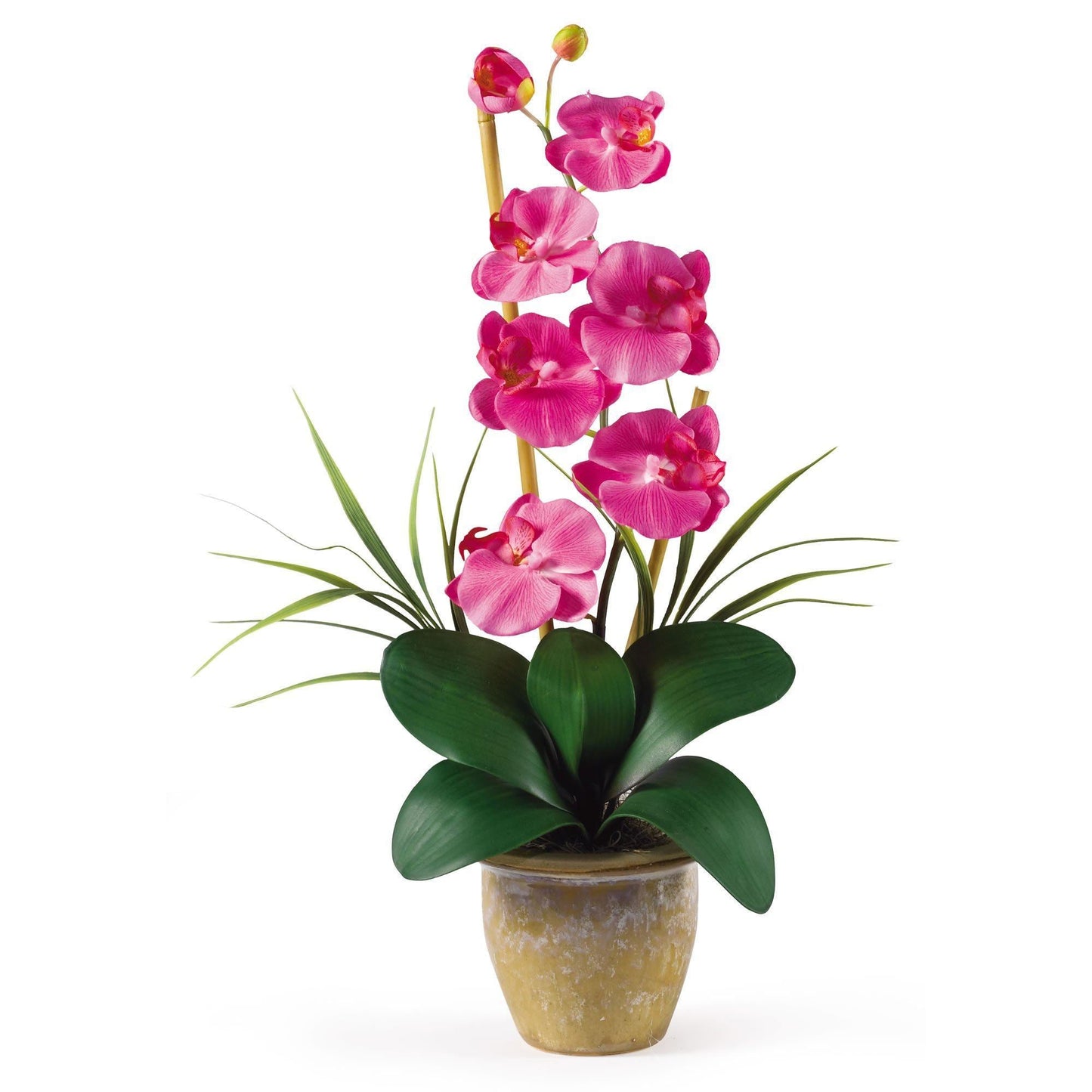 Arreglo de orquídeas Phalaenopsis de seda de un solo tallo