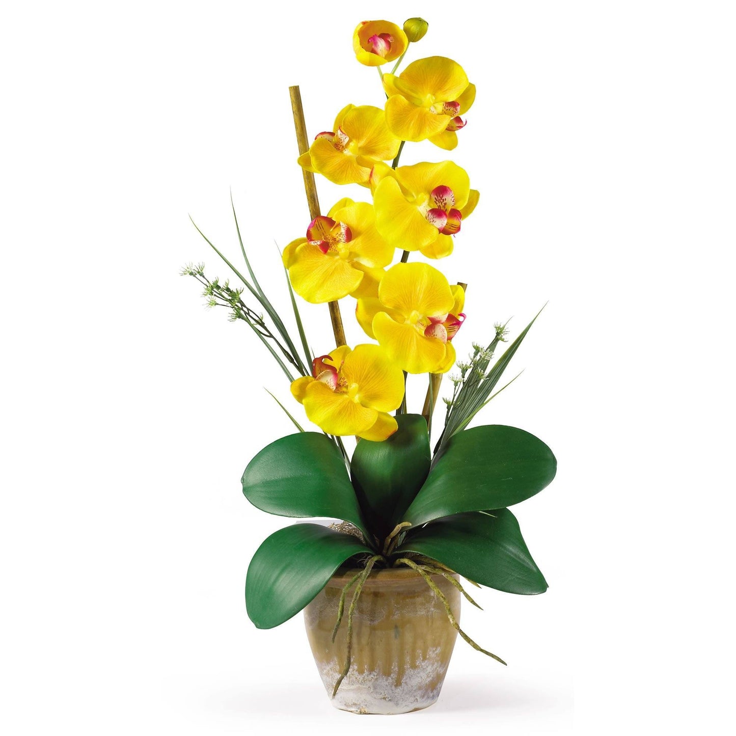 Arreglo de orquídeas Phalaenopsis de seda de un solo tallo