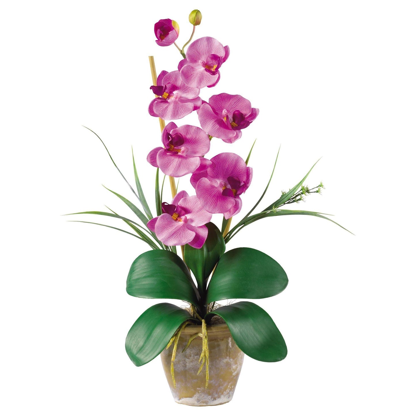 Arreglo de orquídeas Phalaenopsis de seda de un solo tallo