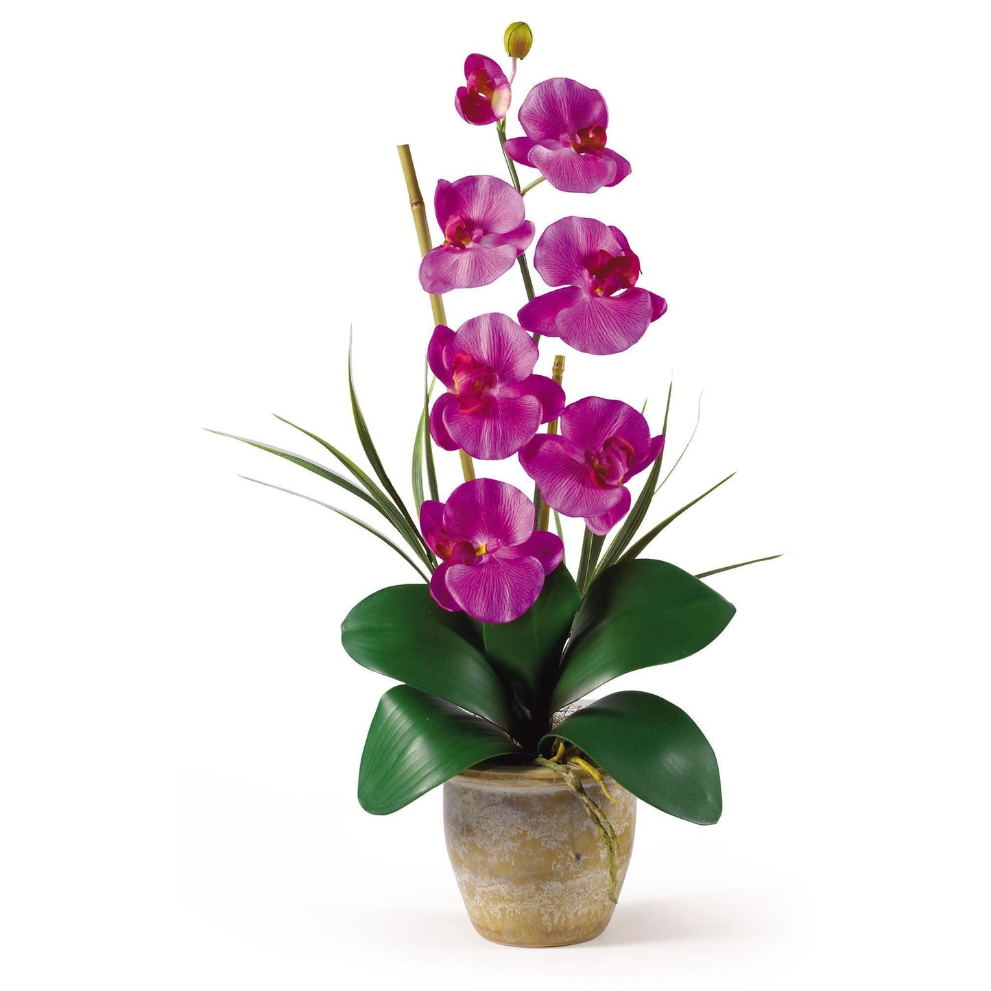 Arreglo de orquídeas Phalaenopsis de seda de un solo tallo