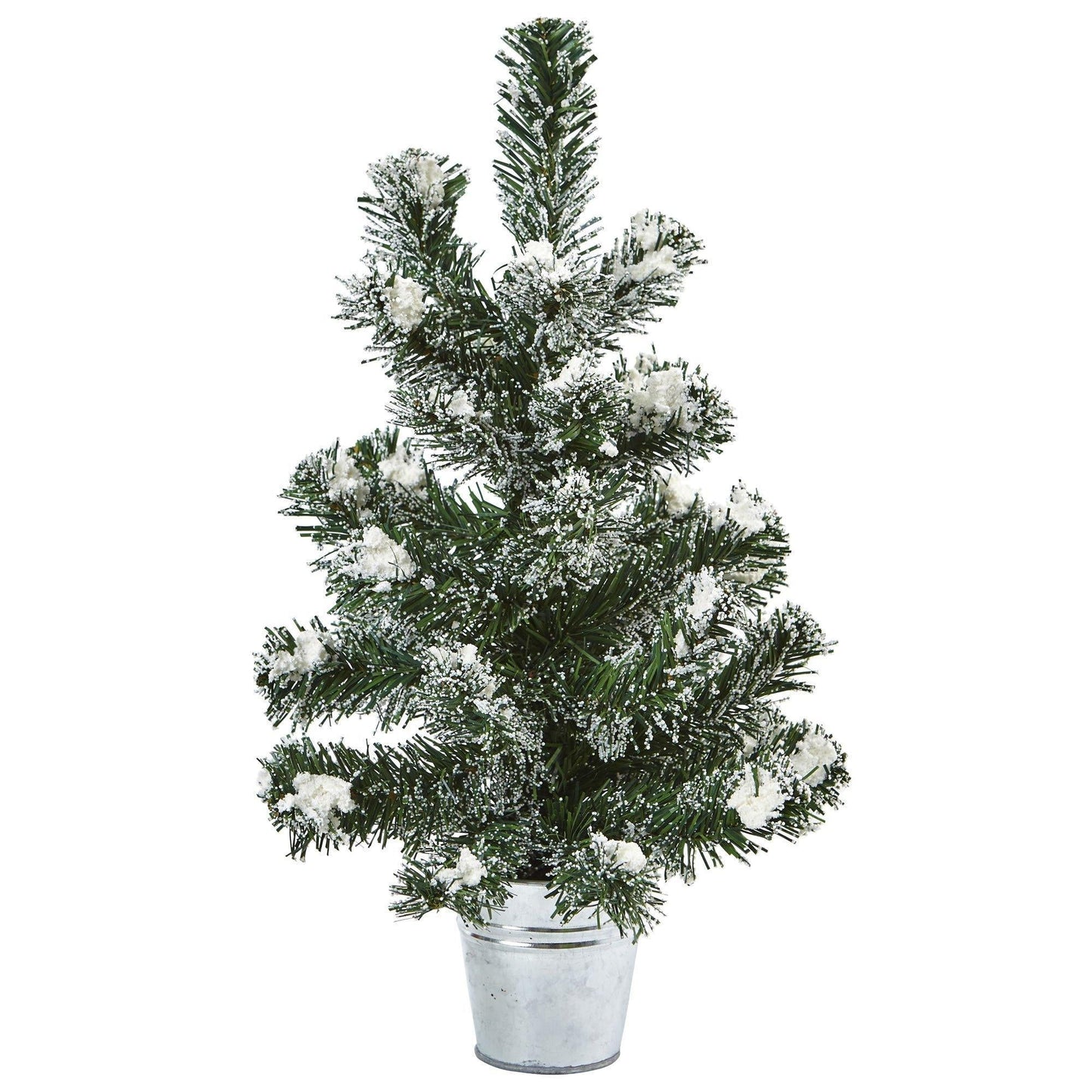 Sapin de Noël enneigé avec boîte en fer blanc (lot de 2)