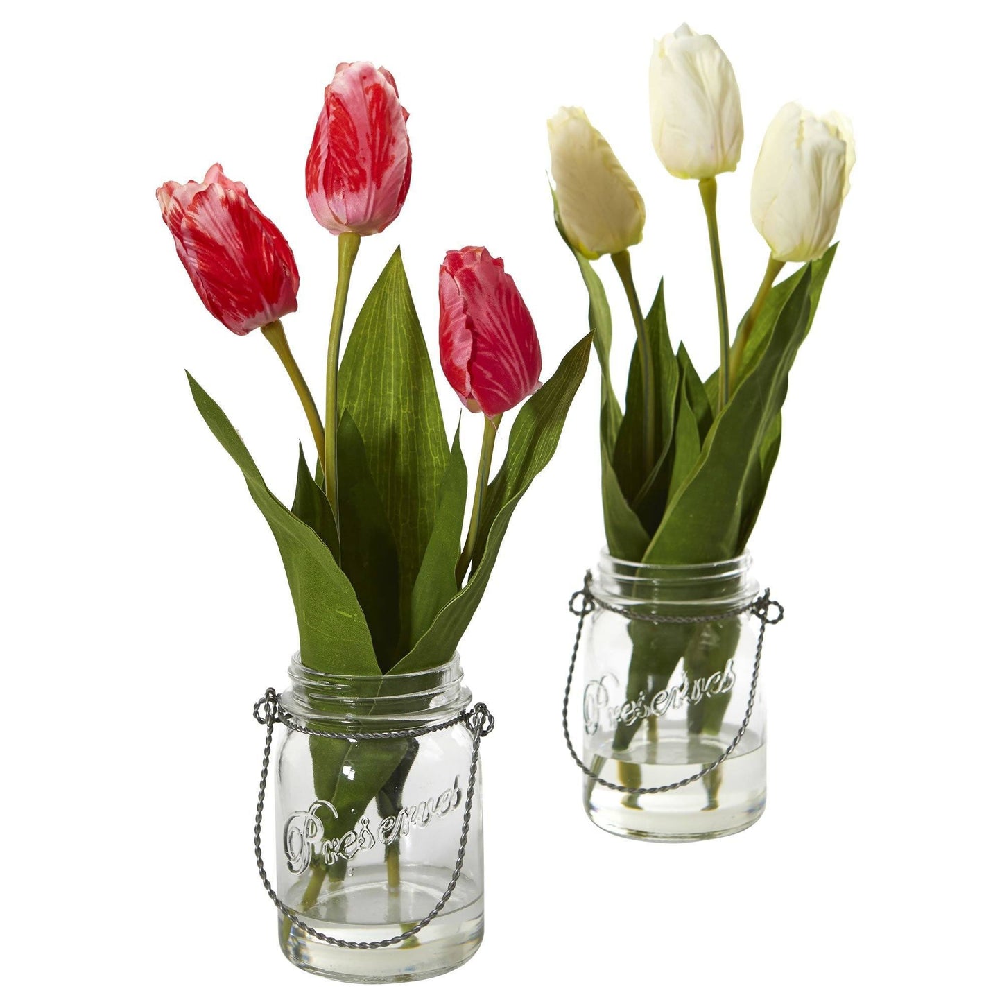 Arrangement artificiel de tulipes dans un pot (lot de 2)