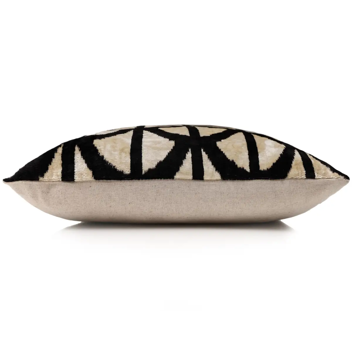 Artisan Geometric Silk Velvet Pillow - Beige Bronze & Gold 20x20 - Canvello