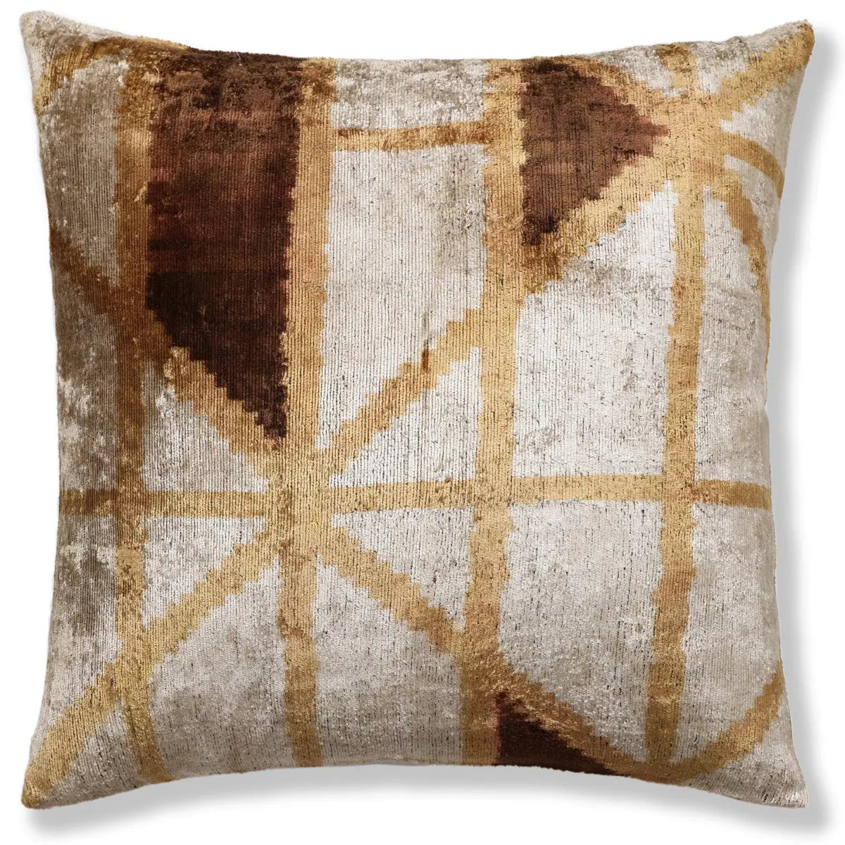 Artisan Geometric Silk Velvet Pillow - Bronze & Gold 20x20 - Canvello