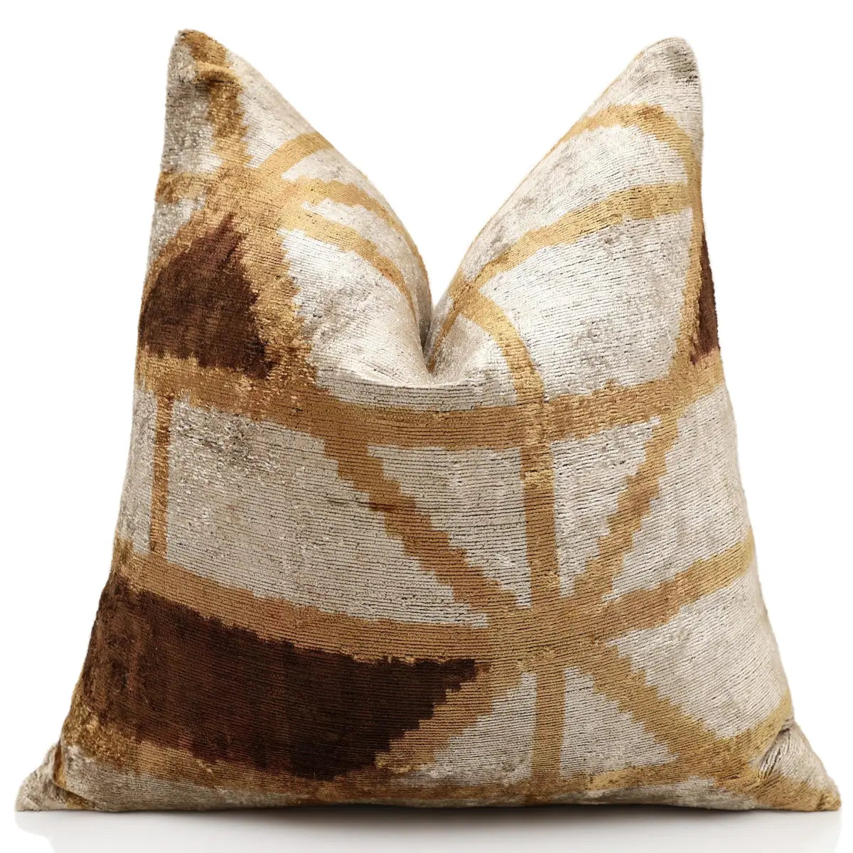 Artisan Geometric Silk Velvet Pillow - Bronze & Gold 20x20 - Canvello