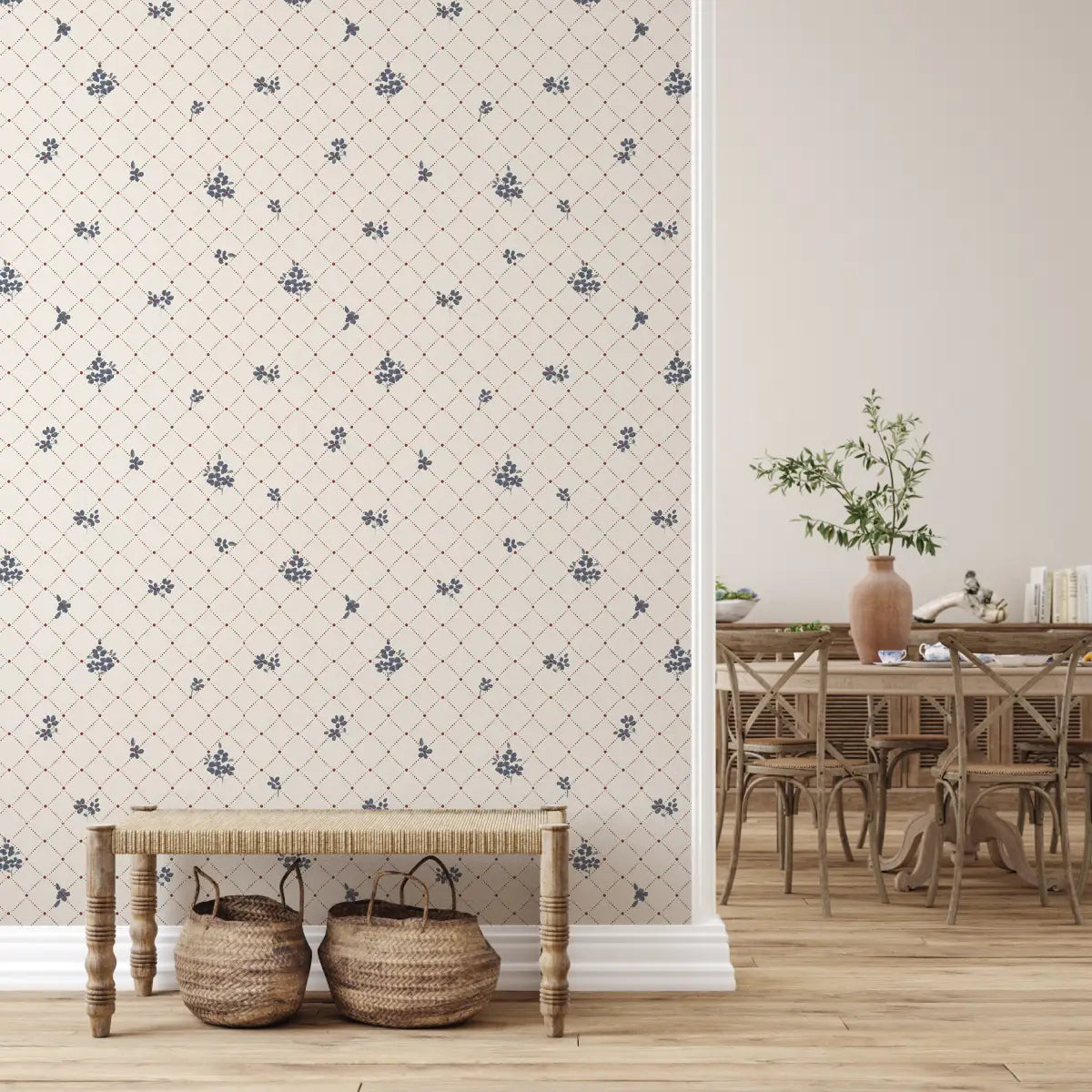 Asa Wallpaper - Flower Trellis - Loomwell Home Goods