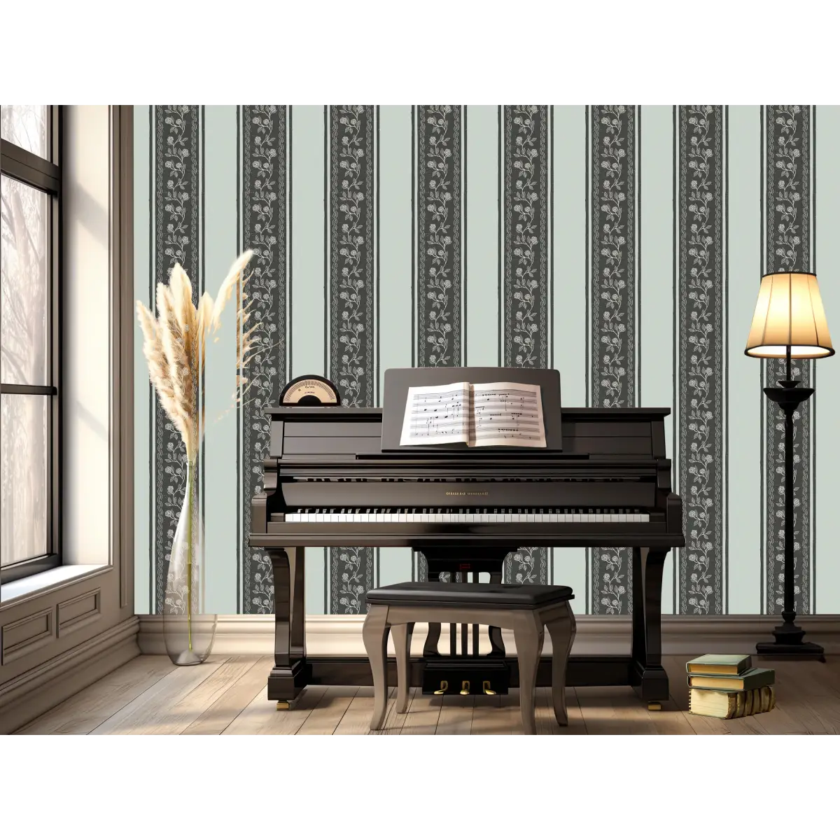 Ashby Wallpaper - Vine Stripes - by Zenclover - Loomwell Home Goods