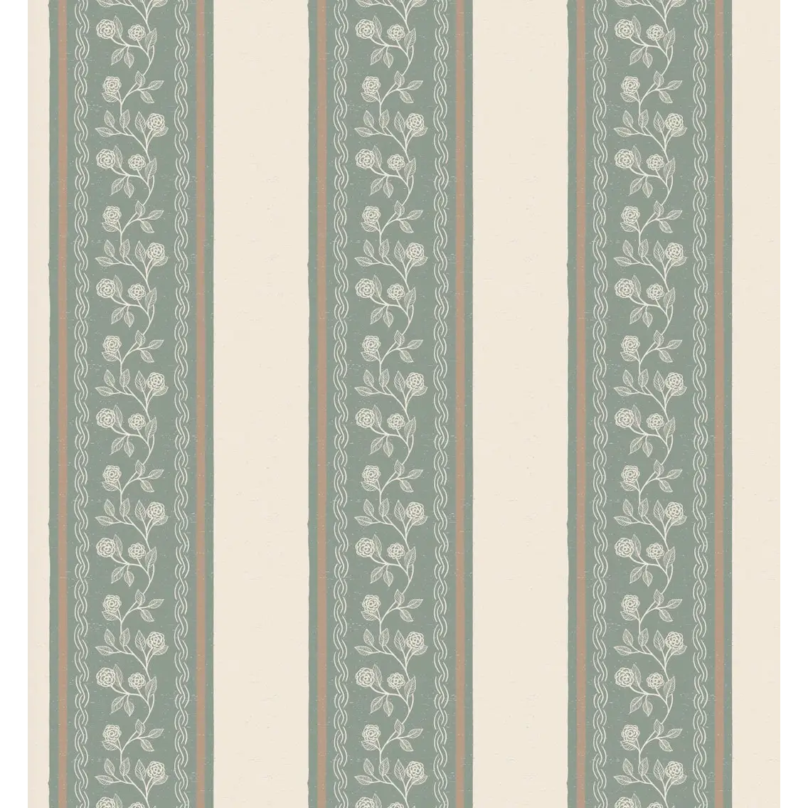 Ashby Wallpaper - Vine Stripes - by Zenclover - Sample 1 foot by 1 foot / Sage and Cream - Loomwell Home Goods