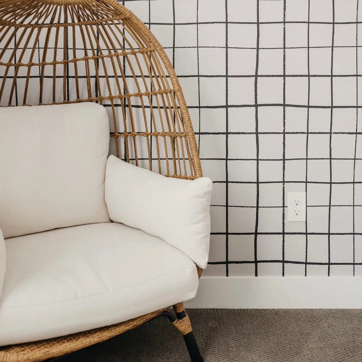 Asher Grid Wallpaper - Checkered Line Drawing - by Angel Walker - Loomwell Home Goods
