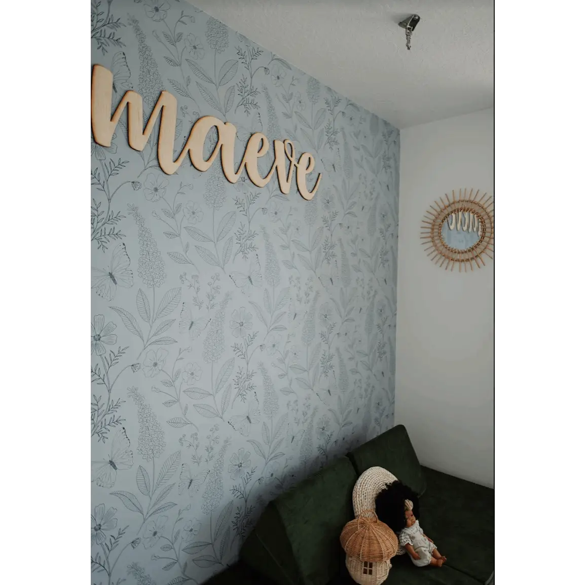 Ashlyn Wallpaper - Butterflies and Flowers Line Drawings - by Gooseberry Moon - Loomwell Home Goods