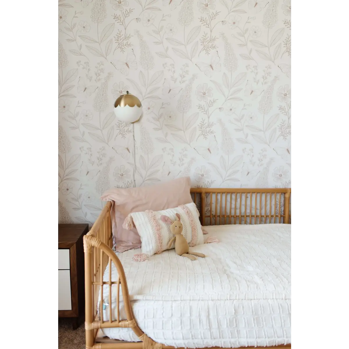 Ashlyn Wallpaper - Butterflies and Flowers Line Drawings - by Gooseberry Moon - Loomwell Home Goods