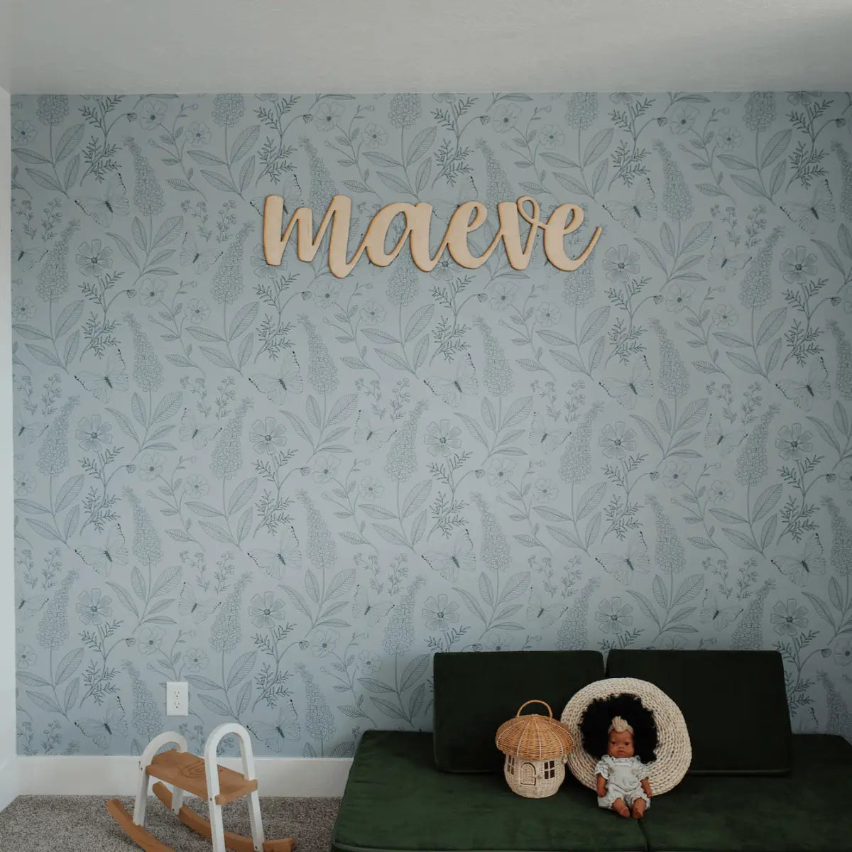 Ashlyn Wallpaper - Butterflies and Flowers Line Drawings - by Gooseberry Moon - Loomwell Home Goods