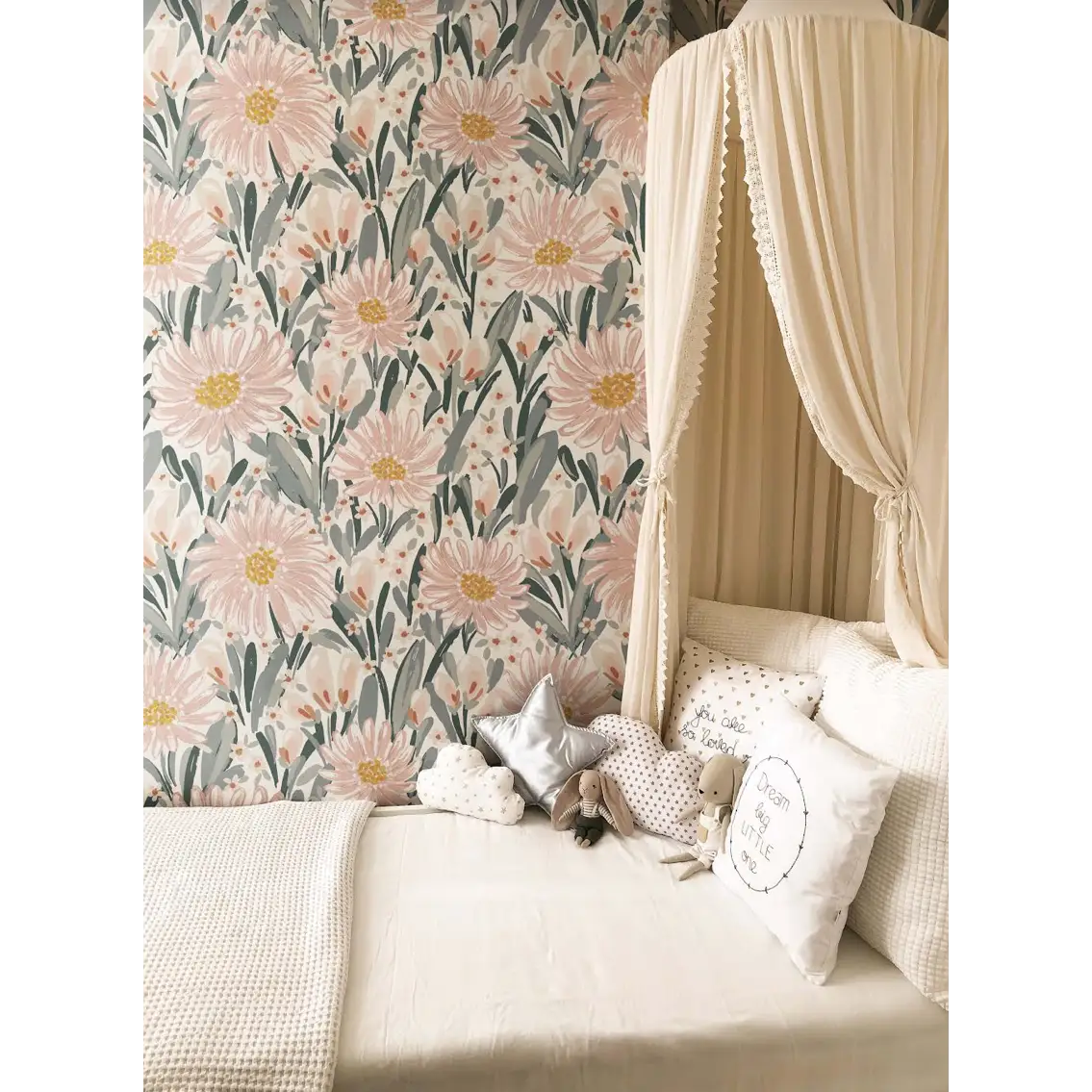 Auden Wallpaper - Pink Flower Joy - by Hufton Studio - Loomwell Home Goods