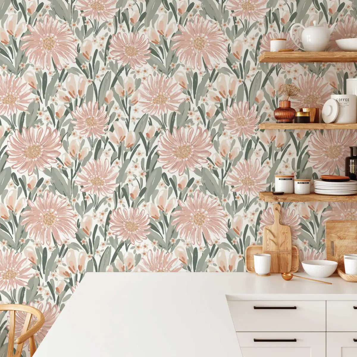 Auden Wallpaper - Pink Flower Joy - by Hufton Studio - Loomwell Home Goods