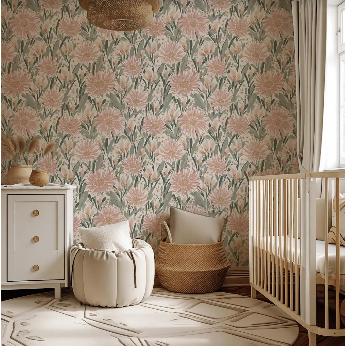 Auden Wallpaper - Pink Flower Joy - by Hufton Studio - Loomwell Home Goods