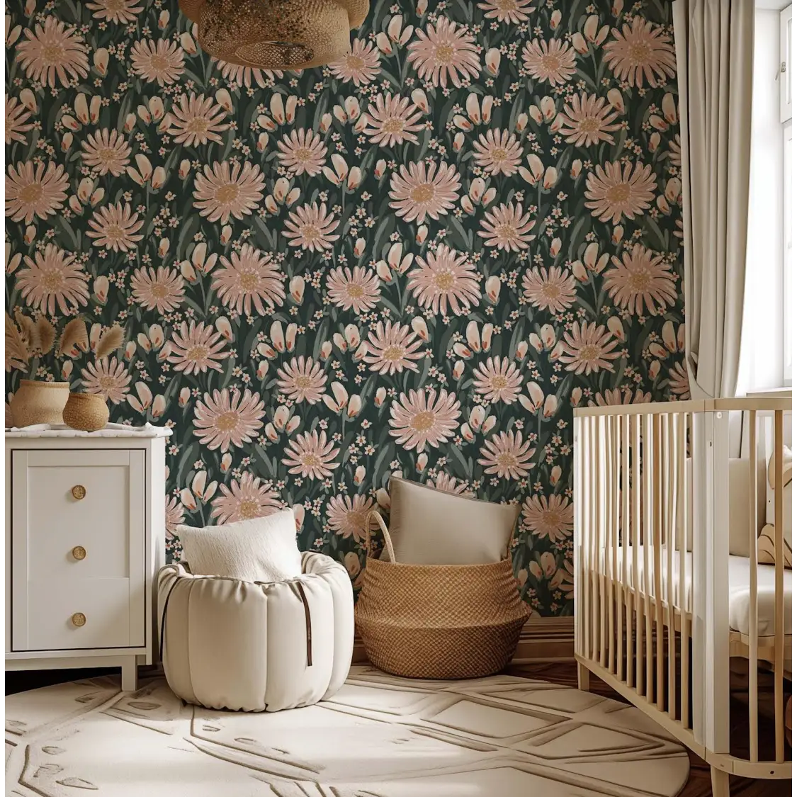 Auden Wallpaper - Pink Flower Joy - by Hufton Studio - Loomwell Home Goods